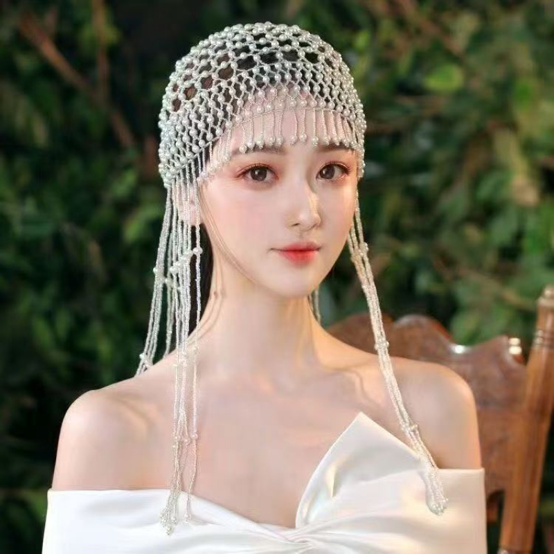 Photography Vintage - Vintage Handmade Beaded Pearl Tassel Hair