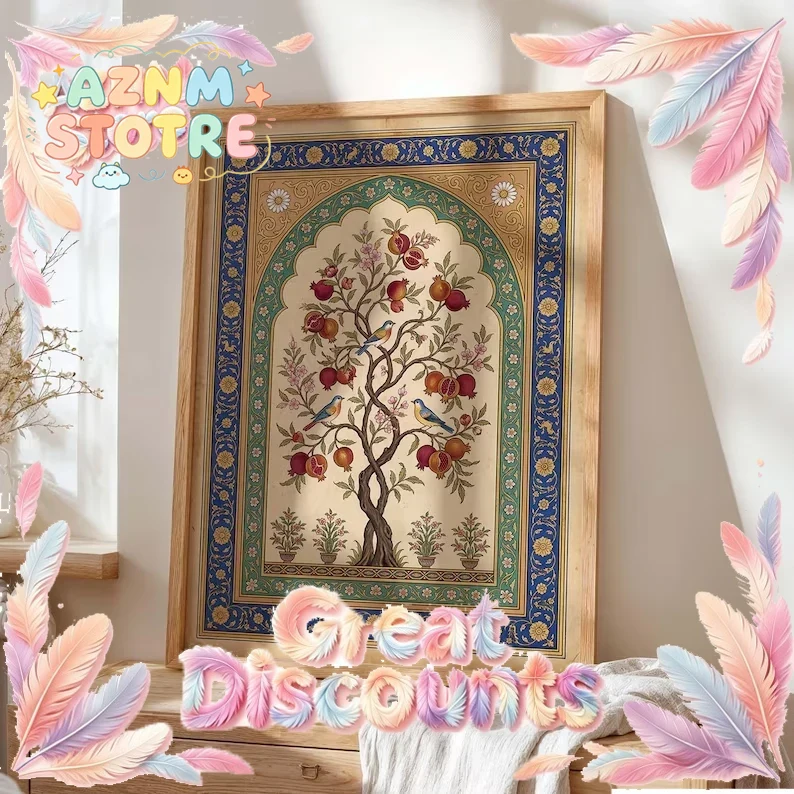 Photography Art - Retro Islamic Persian Pomegranate Tree Wall