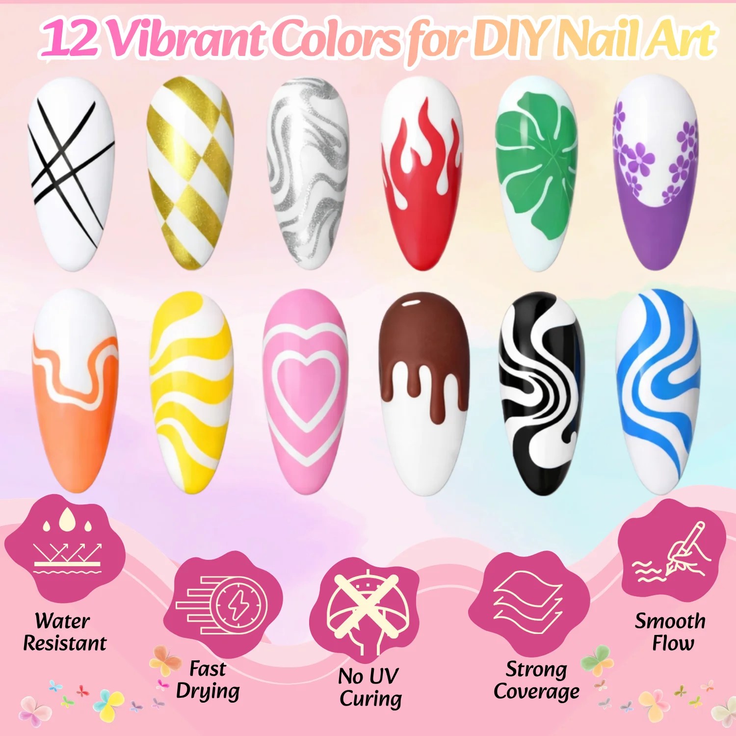 12 Colors 3D Nail Art Pens Set - Photography Fine Art recension och pris