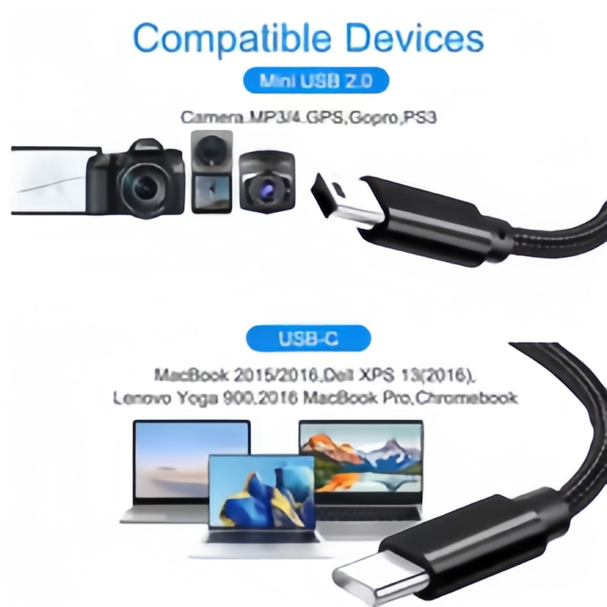 Short USB C to Mini USB Cable- - Photograph Mp3 recension och pris