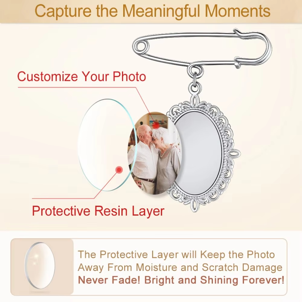U7 Custom Photo Brooches Weddi - Photographic Memory recension och pris