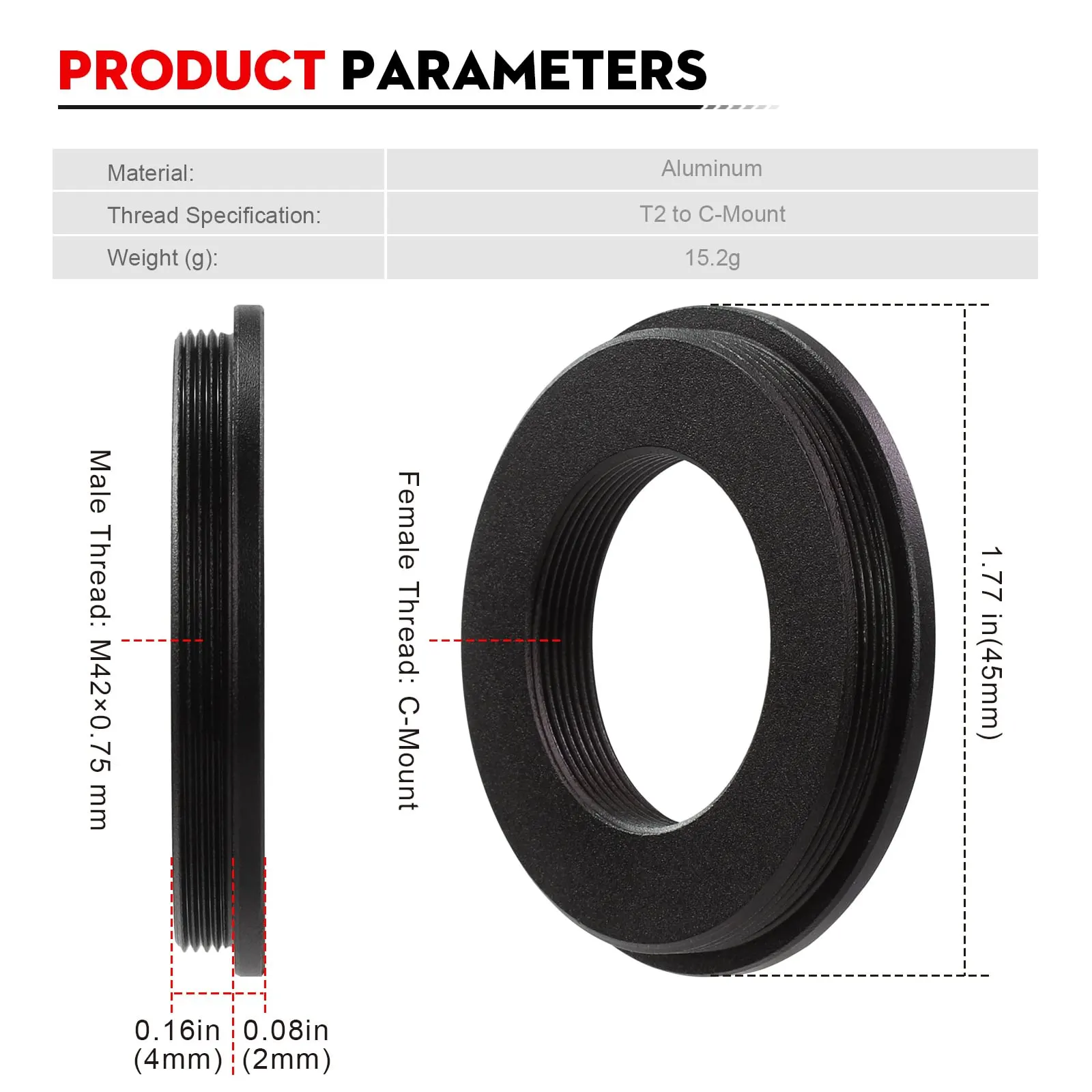 Datyson M42x0.75 Male to C/CS  - Lens Adapter Ring recension och pris